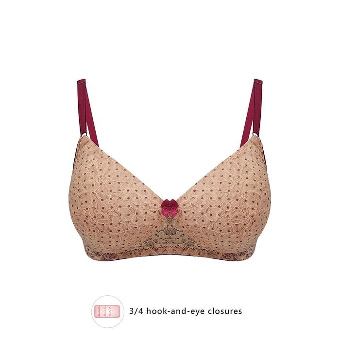 

Clovia Padded Non-Wired Full Cup Bra in Peach Colour - Lace - BR1000J16, Orange