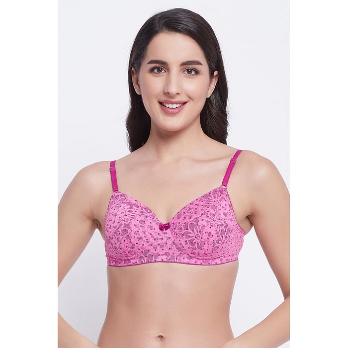

Clovia Padded Non-Wired Full Cup Bra in Purple - Lace - BR1000J14, Pink