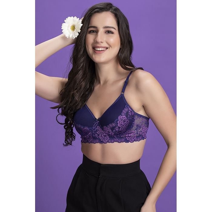 

Clovia Padded Non-Wired Full Cup Bra in Royal Blue - BR2136P15, Purple