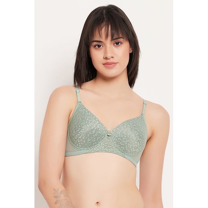 

Clovia Padded Non-Wired Full Cup Multiway Bra in Sage Green - Lace - BR2332D11, Light green