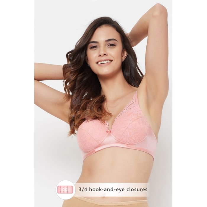 

Clovia Padded Non-Wired Full Cup Bridal Bra in Dusty Pink - Lace - BR2051P22, Light pink