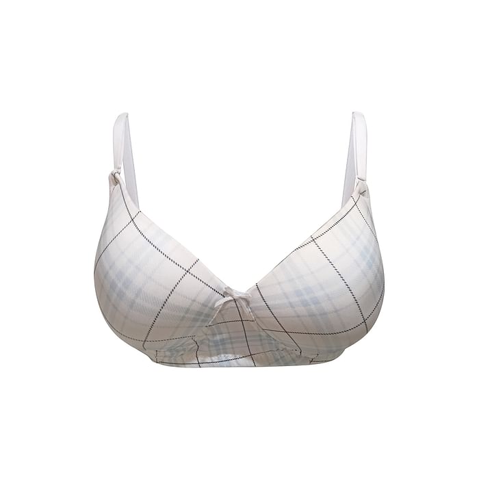 

Clovia Padded Non-Wired Full Cup Checkered Multiway T-shirt Bra in White - BR1804V18