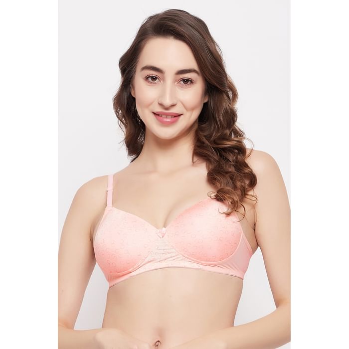 

Clovia Padded Non-Wired Full Cup Circle Print Multiway T-shirt Bra in Soft Pink - BR1737W22, Light pink