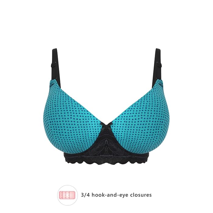 

Clovia Padded Non-Wired Full Cup Dot Print T-Shirt Bra in Light Blue - BR1806M03
