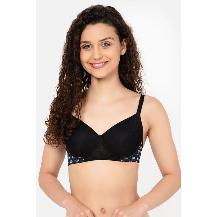 

Clovia Padded Non-Wired Full Cup Self-Patterned Multiway Bra in Black - BR2347B13