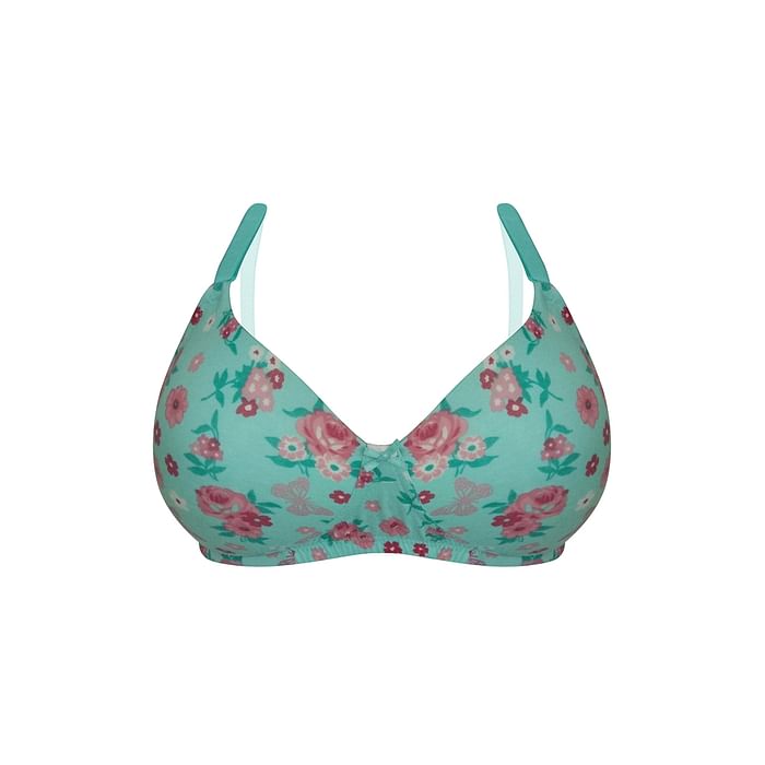 

Clovia Padded Non-Wired Full Cup Floral Print Multiway T-shirt Bra in Aqua Blue - Cotton - BR2395P03, Light blue