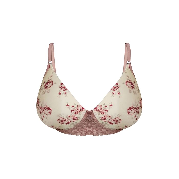 

Clovia Padded Non-Wired Full Cup Floral Print Multiway T-shirt Bra in Baby Pink - Lace - BR1806R22, Light pink