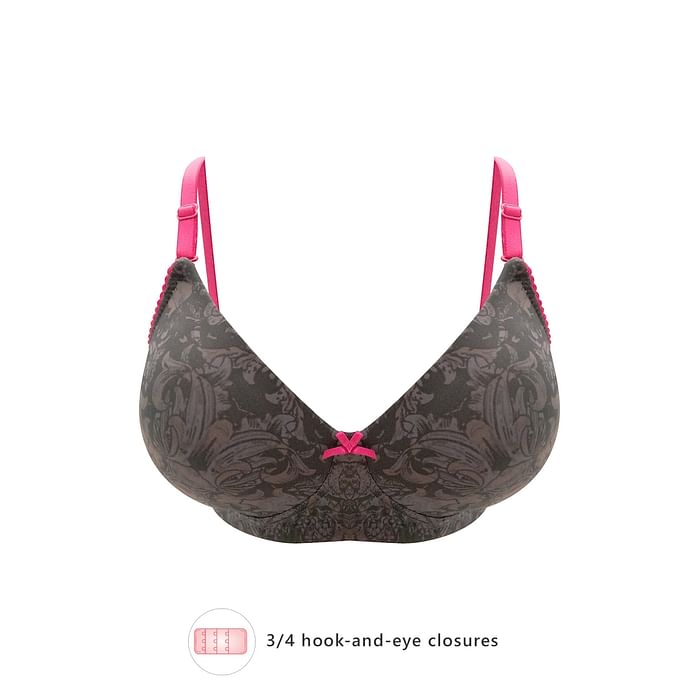 

Clovia Padded Non-Wired Full Cup Floral Print Multiway T-shirt Bra in Black - BR0935G13