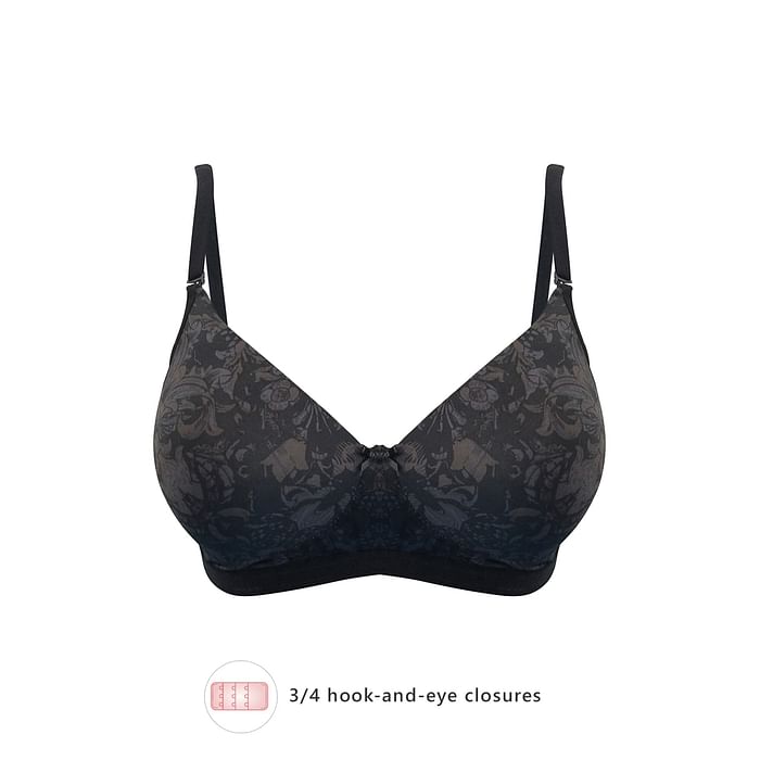 

Clovia Padded Non-Wired Full Cup Floral Print Multiway T-Shirt Bra in Black - BR1064X13