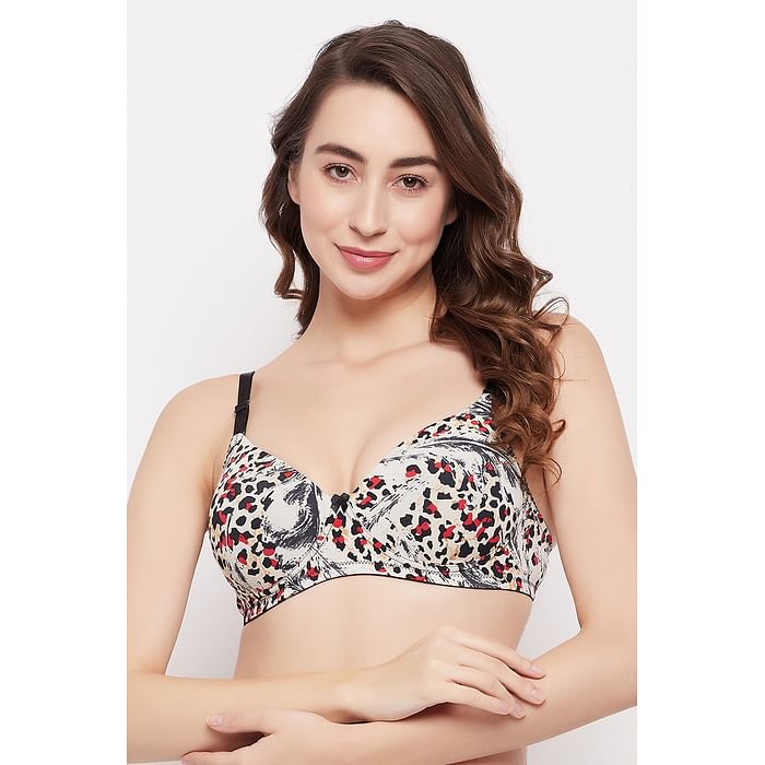 

Clovia Padded Non-Wired Full Cup Animal Print Multiway T-shirt Bra in Nude Colour - BR0935L24