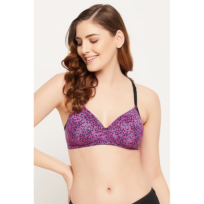 

Clovia Padded Non-Wired Full Cup Floral Print Multiway T-shirt Bra in Purple - BR0935W15