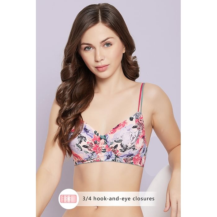 

Clovia Padded Non-Wired Full Cup Floral Print T-shirt Bra in White - Lace - BR1067T19, Multicolour
