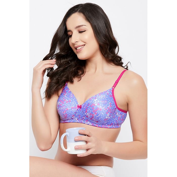 

Clovia Padded Non-Wired Full Cup Floral Print Bra in Light Blue - BR1804Q03