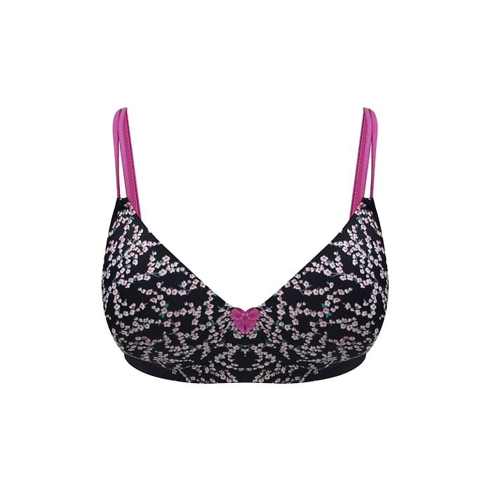 

Clovia Padded Non-Wired Full Cup Floral Print T-shirt Bra in Black - BR1737Z19, Multicolour