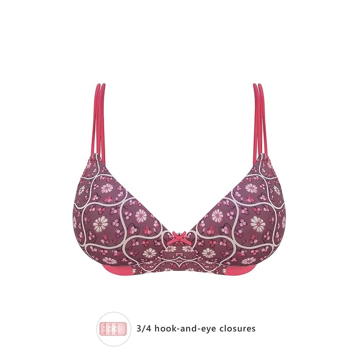 

Clovia Padded Non-Wired Full Cup Floral Print T-shirt Bra in Brown - BR1737M06