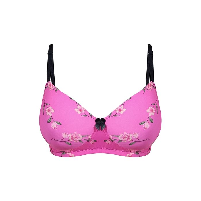 

Clovia Padded Non-Wired Full Cup Floral Print T-shirt Bra in Hot Pink - BR2340P14