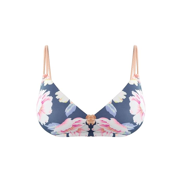 

Clovia Padded Non-Wired Full Cup Floral Print T-shirt Bra in Navy - BR1067L08