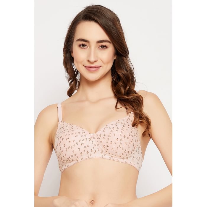 

Clovia Padded Non-Wired Full Cup Leaf Print Multiway T-shirt Bra in Soft Pink - Cotton - BR2395N22