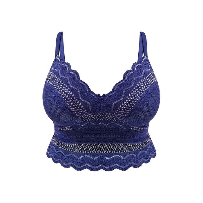 

Clovia Padded Non-Wired Full Cup Longline Bralette in Royal Blue - Lace - BR1970R08, Navy