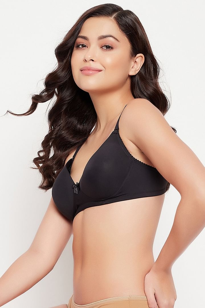 Buy Padded Non-Wired Demi Cup Multiway T-shirt Bra in Black Online