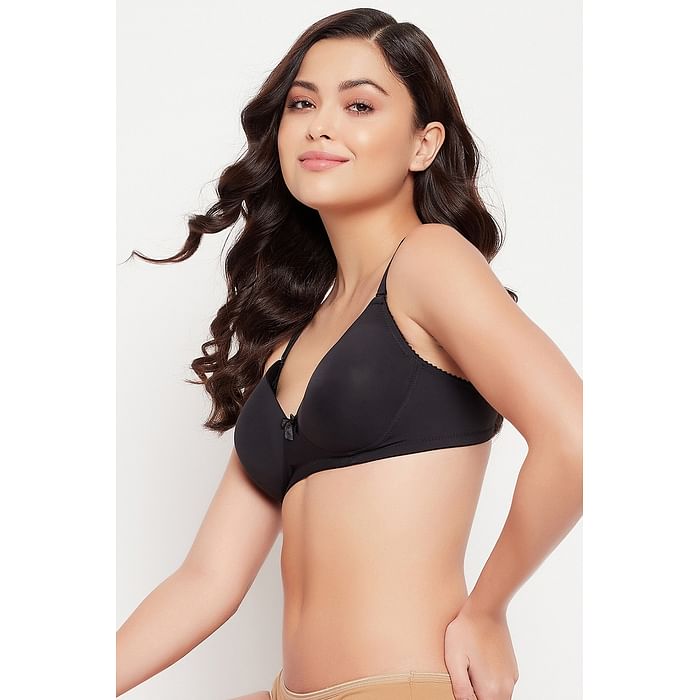 

Clovia Padded Non-Wired Demi Cup Multiway T-shirt Bra in Black - BR1592K13