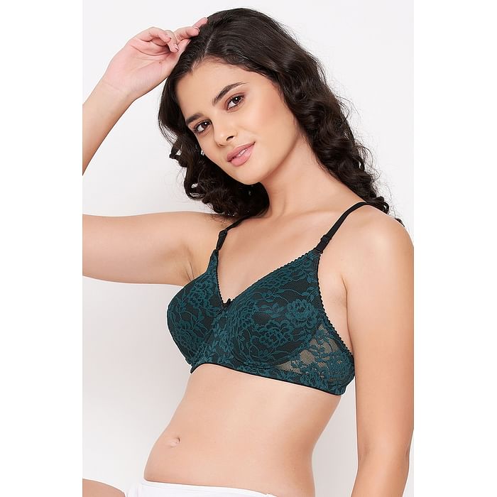 

Clovia Padded Non-Wired Full Cup Multiway Bra in Teal Blue - Lace - BR1000Q17, Dark green