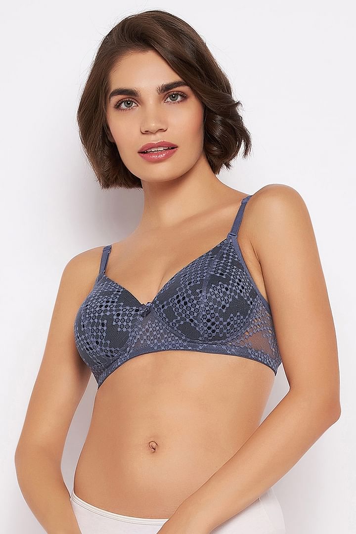 Buy Padded Non-Wired Dot Print Multiway Bra in Grey - Lace Online