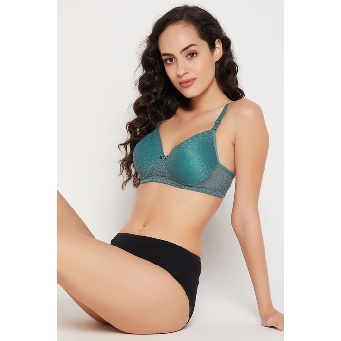 

Clovia Padded Non-Wired Full Cup Multiway Bridal Bra in Teal Blue - Lace - BR1000X36