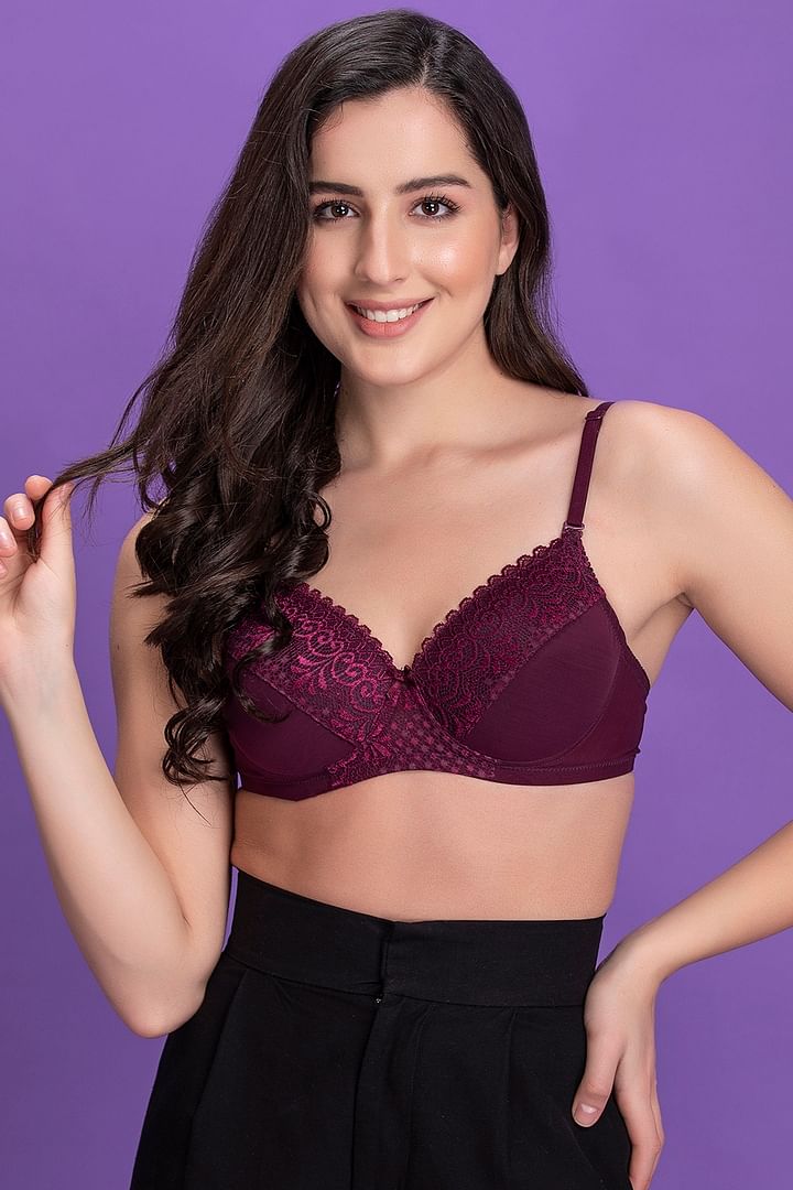 Buy Padded Underwired Full Cup Multiway Strapless Bralette in Dark Purple  with Balconette Style - Lace Online India, Best Prices, COD - Clovia -  BR2097R15