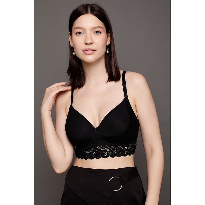 

Clovia Padded Non-Wired Full Cup Multiway Longline Bralette in Black - BR2013P13