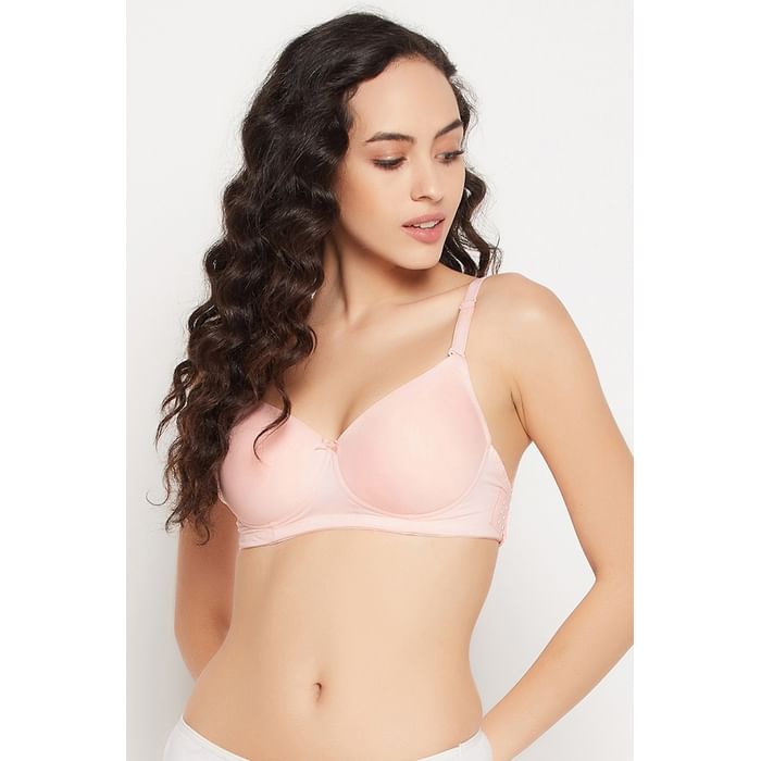 

Clovia Padded Non-Wired Full Cup Multiway Side Open T-shirt Bra in Baby Pink - BR2367P22, Light pink