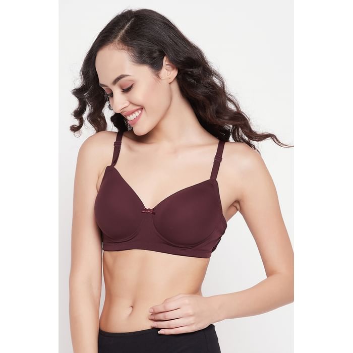 

Clovia Padded Non-Wired Full Cup Multiway Side Open T-shirt Bra in Plum - BR2367P15, Purple