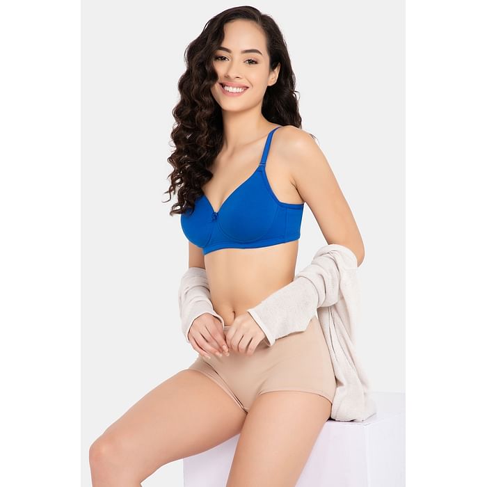 

Clovia Padded Non-Wired Full Cup Multiway T-shirt Bra in Cobalt Blue - Cotton - BR1049H08, Navy