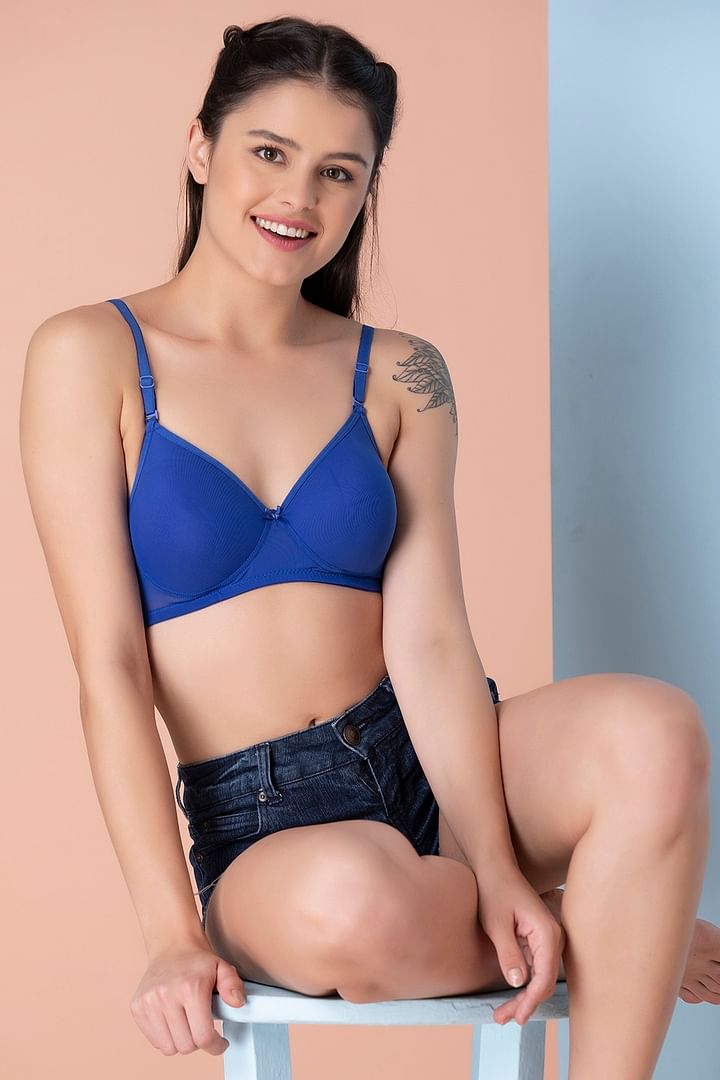 Buy Padded Non-Wired Full Cup Multiway T-shirt Bra in Royal Blue