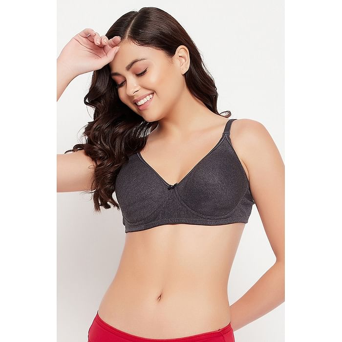 

Clovia Lightly Padded Non-Wired Full Cup Multiway T-shirt Bra in Grey Melange - Cotton Rich - BR1662A05, Dark grey