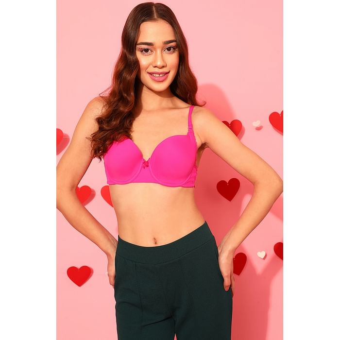 

Clovia Padded Underwired Full Cup Multiway T-shirt Bra in Hot Pink - BR2379P14