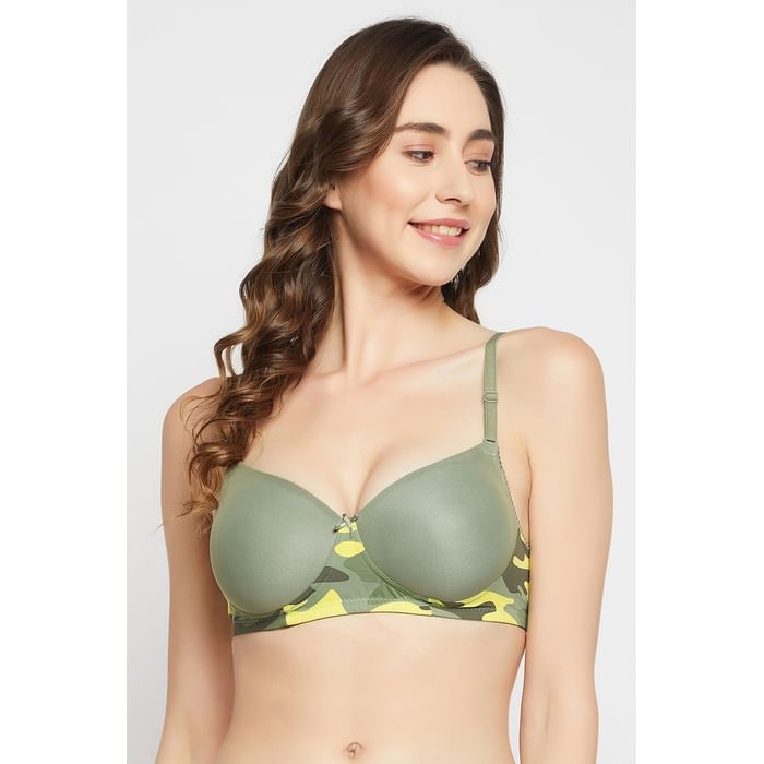 

Clovia Padded Non-Wired Full Cup Multiway T-shirt Bra in Moss Green - BR1897L11, Light green