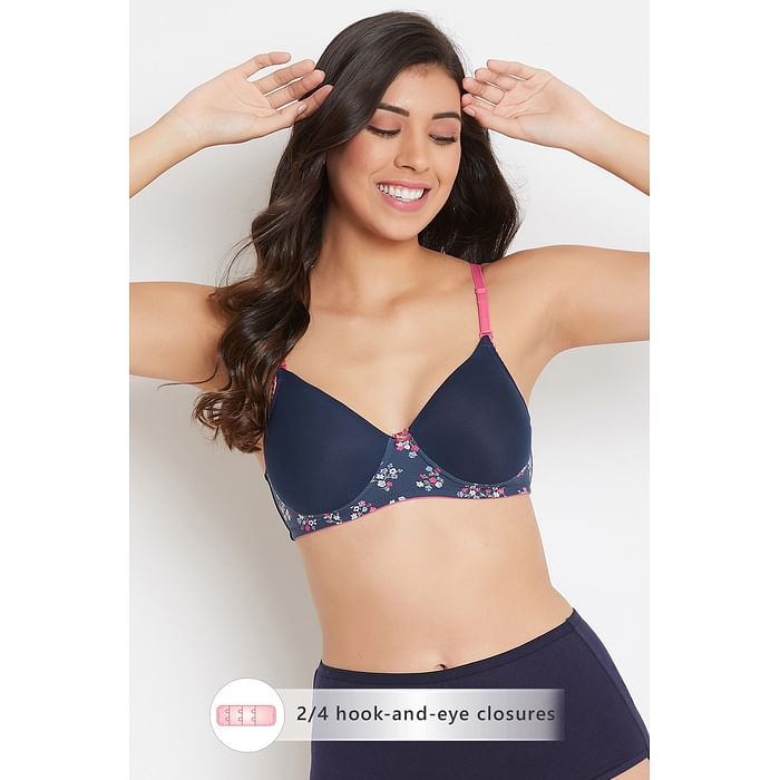 

Clovia Padded Non-Wired Full Cup Multiway T-shirt Bra in Navy - Cotton - BR2226P08