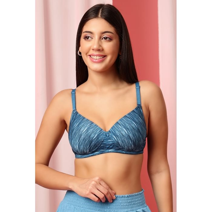 

Clovia Padded Non-Wired Full Cup Multiway T-shirt Bra in Navy with Melange Effect - BR0935E08