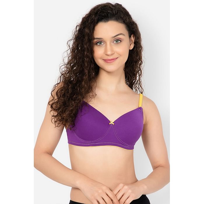 

Clovia Padded Non-Wired Full Cup Multiway T-shirt Bra in Purple - Cotton Rich - BR1279U15