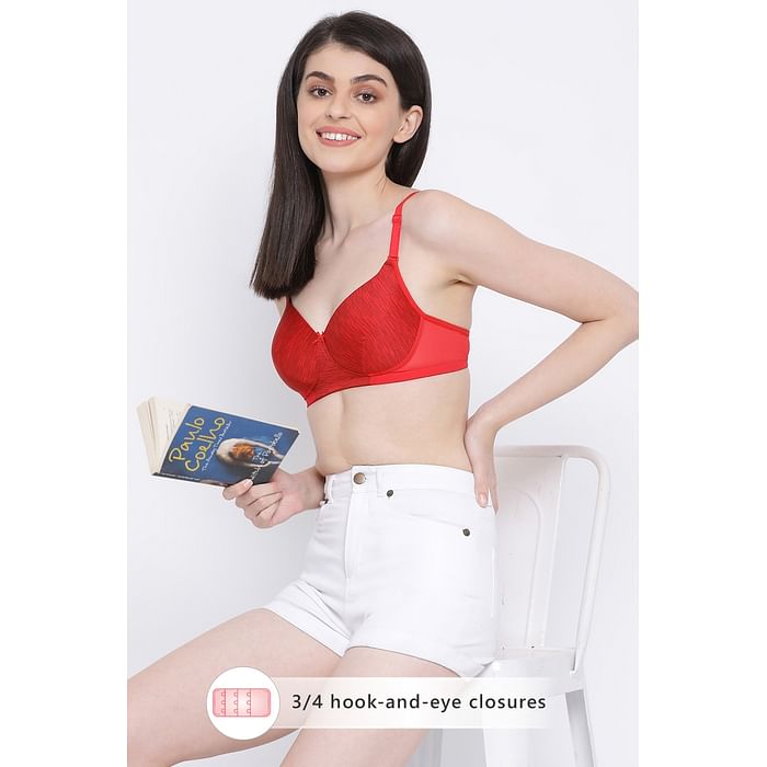 Clovia - Clovia Padded Non-Wired Full Cup Multiway T-shirt Bra in Red – BR1737H04