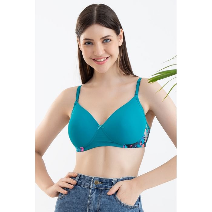 

Clovia Padded Non-Wired Full Cup Multiway T-shirt Bra in Teal Green - BR1897A17, Dark green