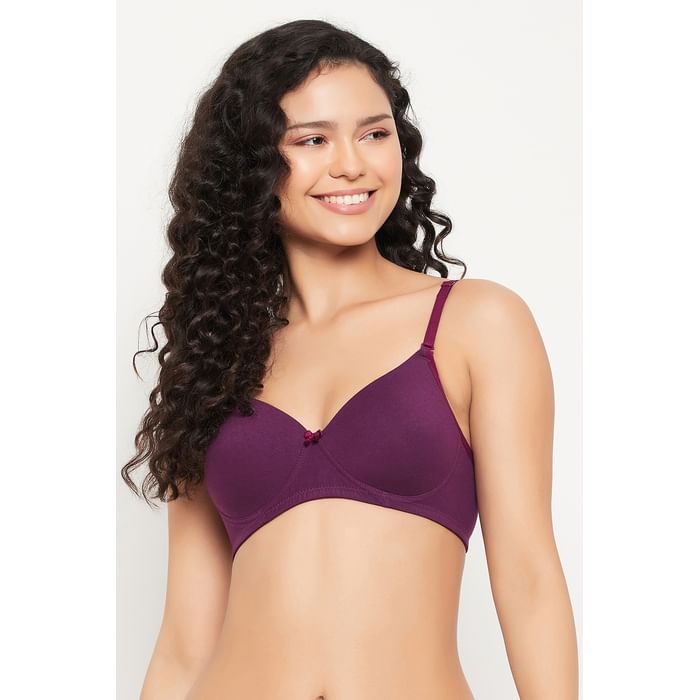 

Clovia Padded Non-Wired Full Cup Multiway T-shirt Bra in Wine Colour - Cotton - BR5200P15, Purple