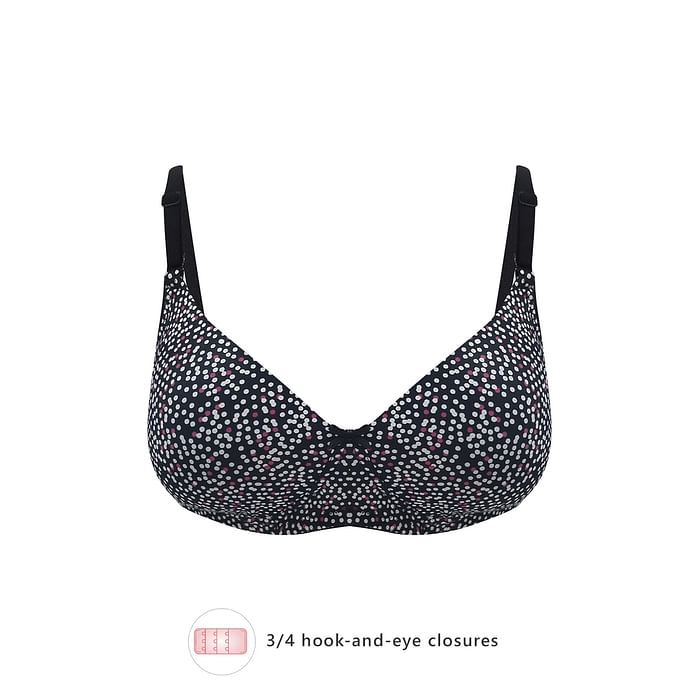 

Clovia Padded Non-Wired Full Cup Polka Dot Multiway T-shirt Bra in Black - BR0738Z13