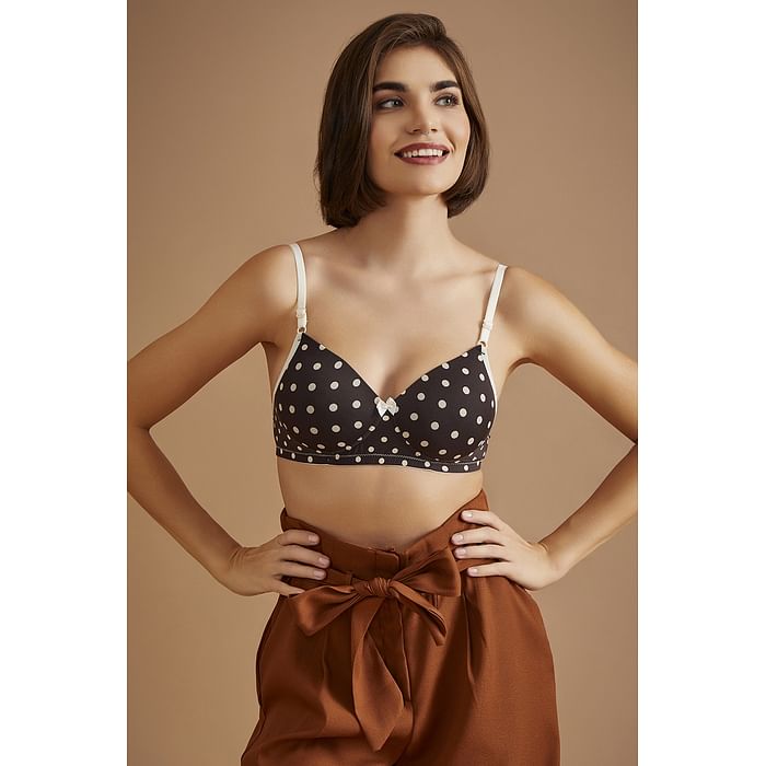 

Clovia Padded Non-Wired Full Cup Polka Dot T-shirt Bra in Black - BR1804T13