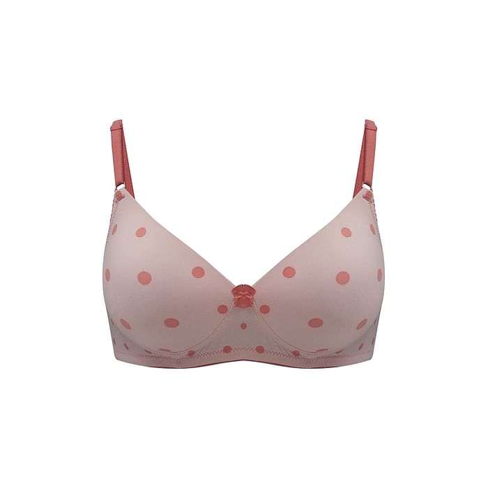 

Clovia Padded Non-Wired Full Cup Polka Dot T-shirt Bra in Light Pink - BR1804Q22