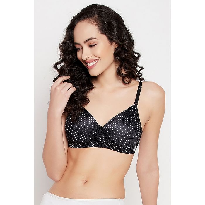 

Clovia Padded Non-Wired Full Cup Polka Print Multiway T-shirt Bra in Black - BR0935M13