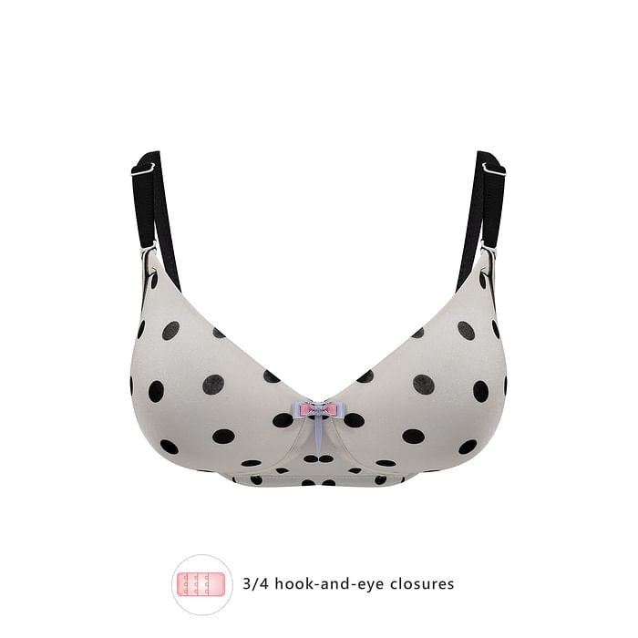 

Clovia Padded Non-Wired Full Cup Polka Print Multiway T-shirt Bra in White - BR0738X18