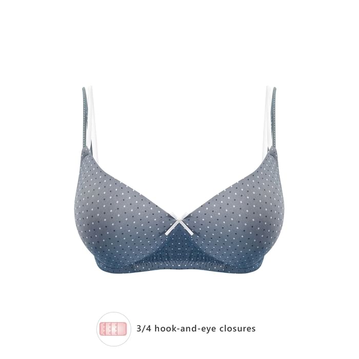 

Clovia Padded Non-Wired Full Cup Polka Print T-shirt Bra in Dark Grey - BR1067B05