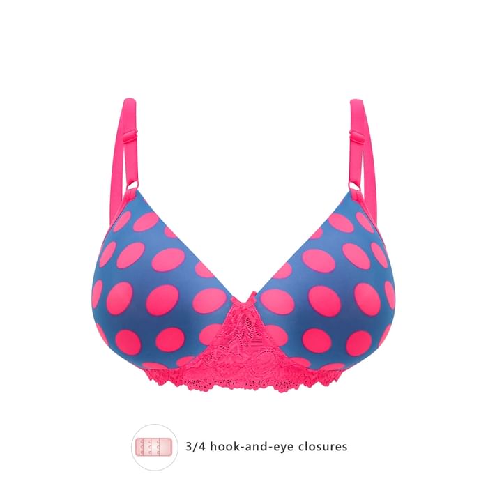 

Clovia Padded Non-Wired Full Cup Polka Print T-Shirt Bra in Red - BR1806A04